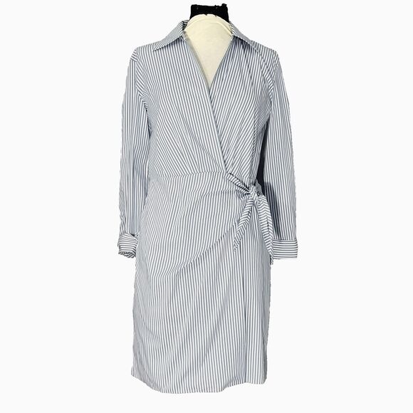 Vince Blue Stripe Wrap Shirt Career Dress  Sz S/P - Picture 1 of 13